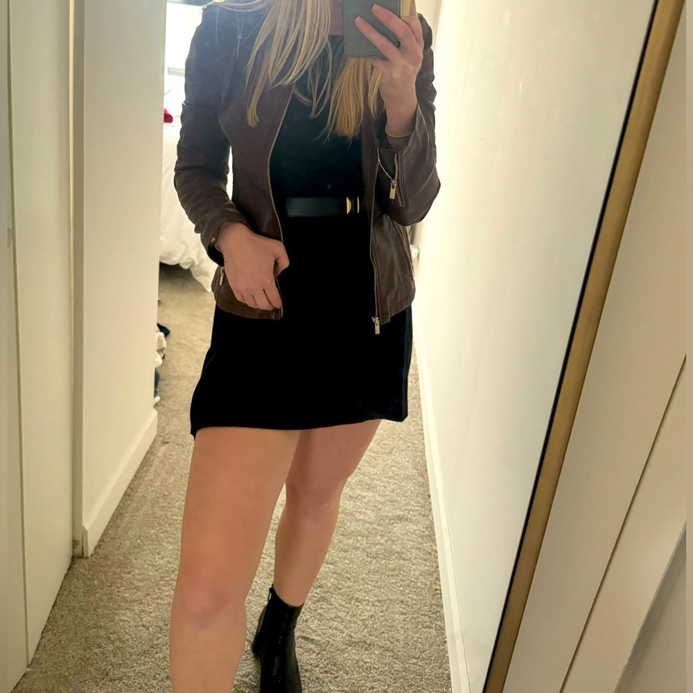 Brown classic leather (PU) jacket